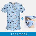 High quality Hospital Nurse Scrub Tops Women Scrub clothes Breathable mickey Printing Surgical Medical Uniforms Women wholesale
