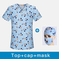 High quality Hospital Nurse Scrub Tops Women Scrub clothes Breathable mickey Printing Surgical Medical Uniforms Women wholesale