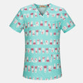 V-Neck Hospital Nurse Scrub Tops Women Scrub clothes With Breathable cartoon Printing Surgical Medical Uniforms Women wholesale