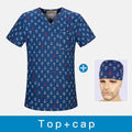 Unisex Scrub Top With V-Neck Cotton Breathable Print Surgical Medical Uniform Hospital Nurse doctor Scrub Tops For Women and men