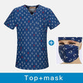 Unisex Scrub Top With V-Neck Cotton Breathable Print Surgical Medical Uniform Hospital Nurse doctor Scrub Tops For Women and men