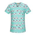 V-Neck Hospital Nurse Scrub Tops Women Scrub clothes With Breathable cartoon Printing Surgical Medical Uniforms Women wholesale