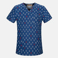 Unisex Scrub Top With V-Neck Cotton Breathable Print Surgical Medical Uniform Hospital Nurse doctor Scrub Tops For Women and men